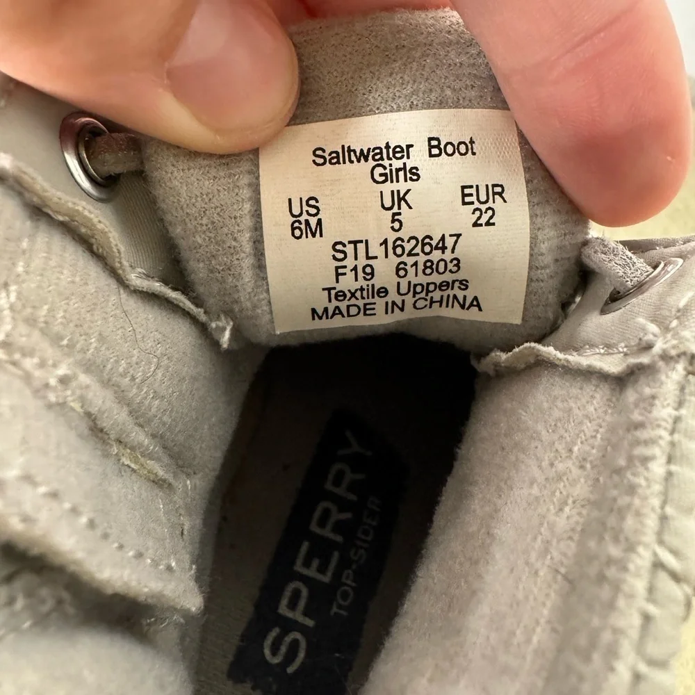Sperry Silver Saltwater Duck Rain Boots Toddler Lace Up Metallic Size 6m